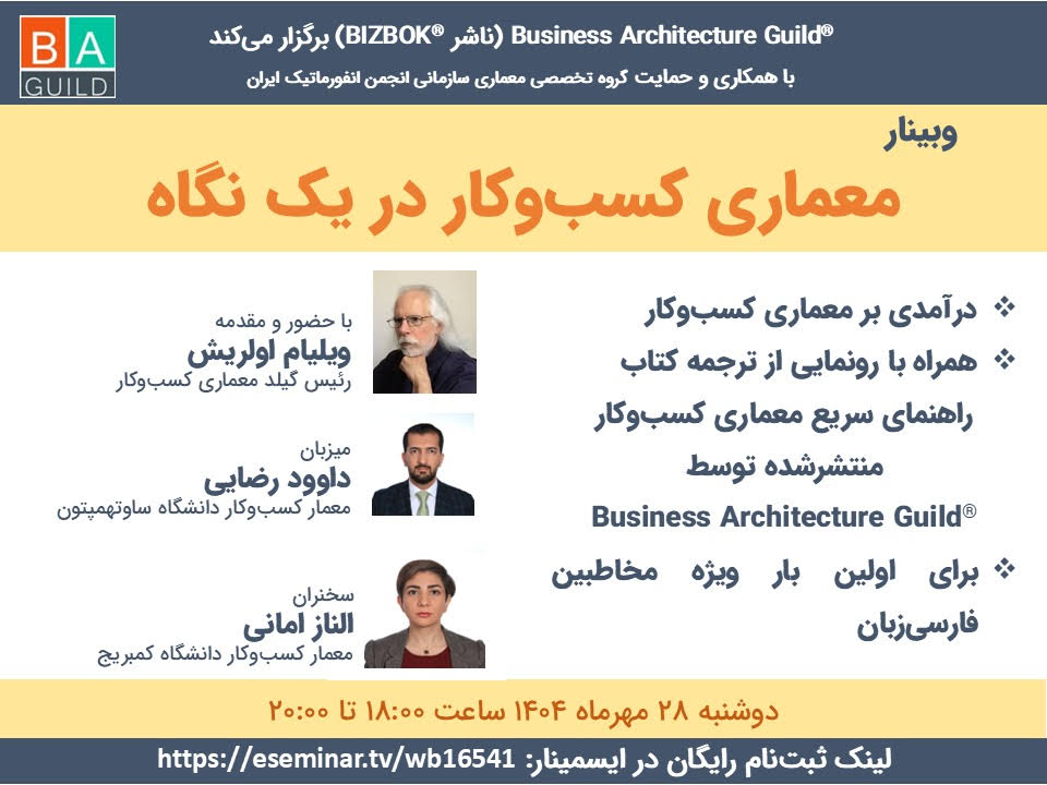 برگزاری وبینار «معماری کسب‌وکار در یک نگاه»
